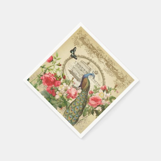  Franse Shabby Chic Peacock Servetten (Hoek)