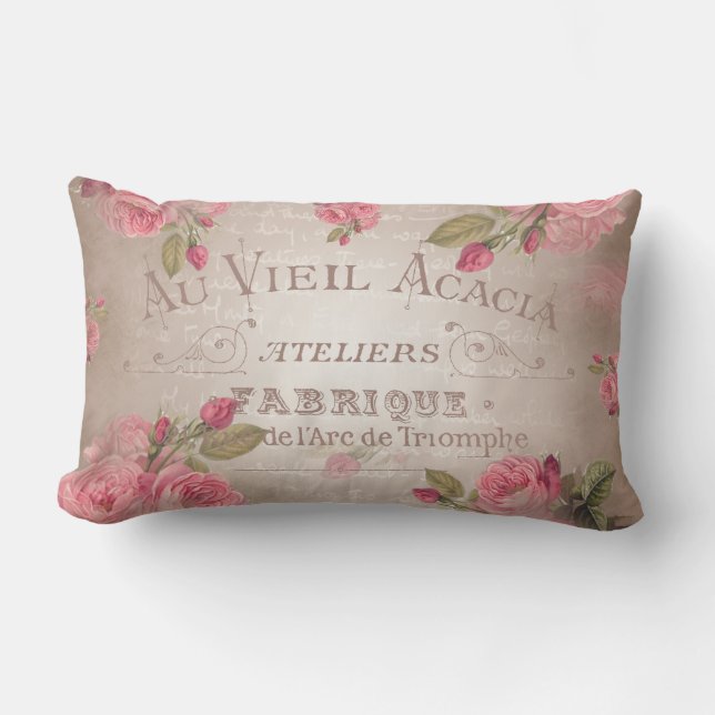  franse shabbychic rozen roze floraal kussen (Voorkant)