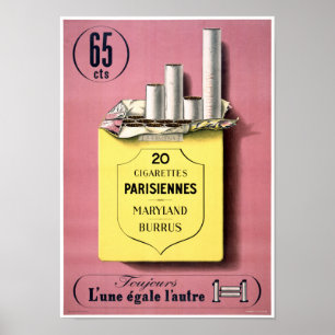 Franse sigaretten - Vintage poster teruggezet