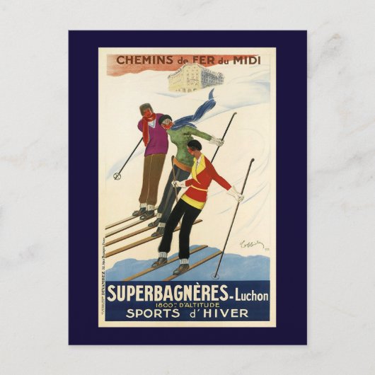 -Franse Ski Briefkaart (Voorkant)
