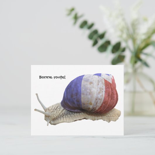 Franse slak, Bonne route! Briefkaart (Staand voorkant)