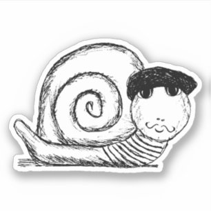 Franse slak Escargot Sketch Sticker