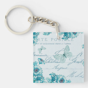 Franse sleutelhanger met bloemen