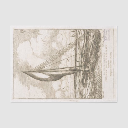 Franse sloop van zeilboot op open water tissuepapier (Voorkant)