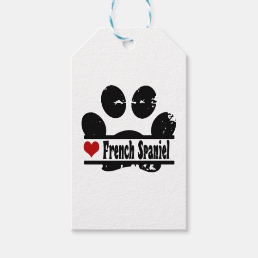 Franse Spaniel Hond Poot Print Cadeaulabel (Voorkant)