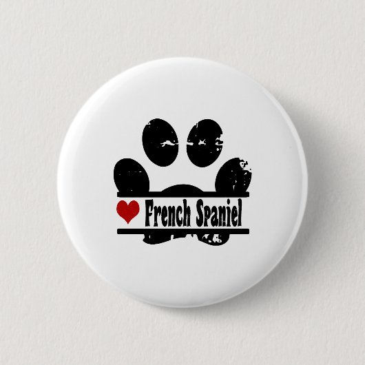 Franse Spaniel Hond Poot Print Ronde Button 5,7 Cm (Voorkant)