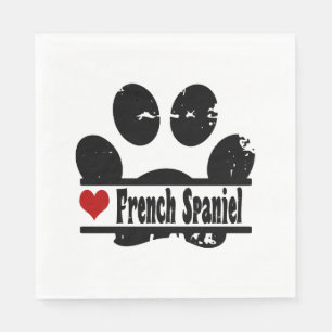 Franse Spaniel Hond Poot Print Servet