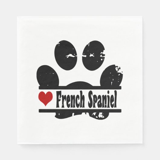 Franse Spaniel Hond Poot Print Servet (Voorkant)