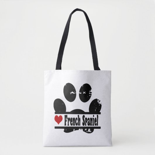 Franse Spaniel Hond Poot Print Tote Bag (Voorkant)