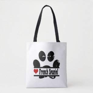 Franse Spaniel Hond Poot Print Tote Bag