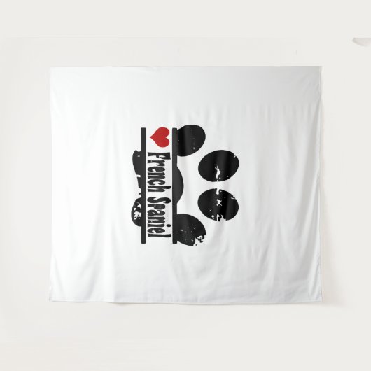 Franse Spaniel Hond Poot Print Wandkleed (Voorkant (horizontaal))