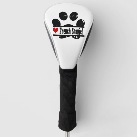 Franse Spaniel Hondenpootafdruk Golfheadcover (Voorkant)