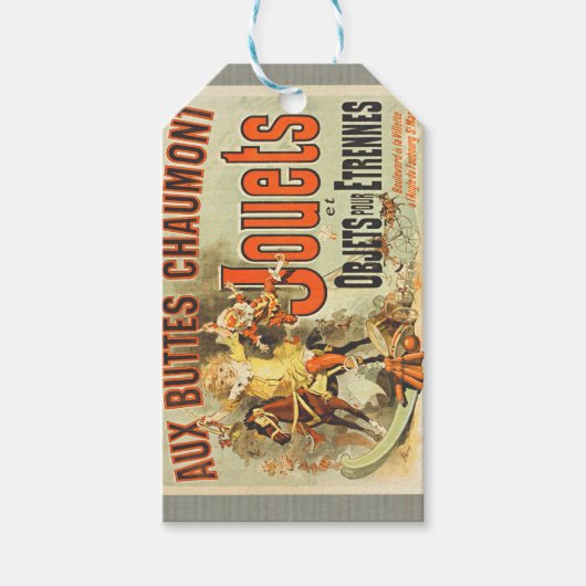 Franse Speelgoed Joets Vrienden Vintage Poster Cadeaulabel (Voorkant)