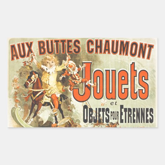 Franse Speelgoed Joets Vrienden Vintage Poster Rechthoekige Sticker (Voorkant)