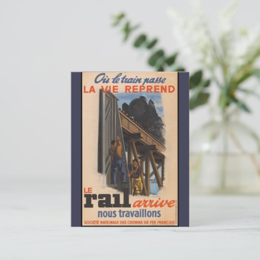  Franse Spoorweg Reizen Europa Briefkaart (Staand voorkant)