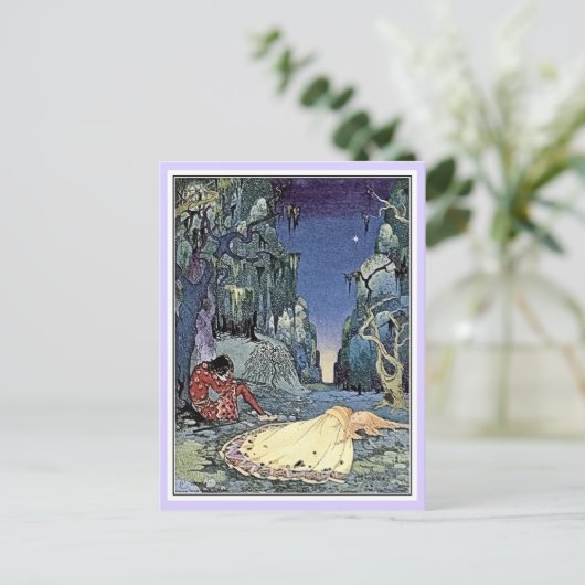 Franse sprookjes: Violette en Ourson slapen Briefkaart (Staand voorkant)