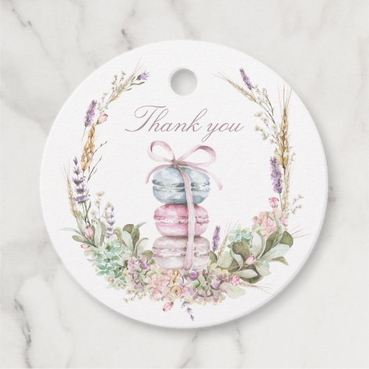 Franse Stack van Macarons in krans bedankt Bedankjes Labels (Voorkant)