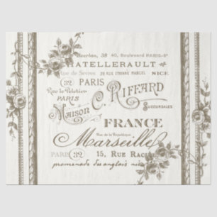 Franse stad Names Floral Roos Border  Craft Tissuepapier