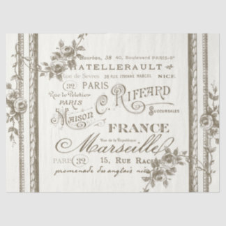 Franse stad Names Floral Roos Border Craft Tissuepapier