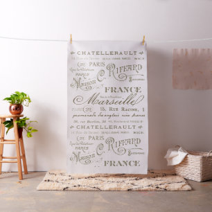 Franse Stad Names Paris Sepia Stof