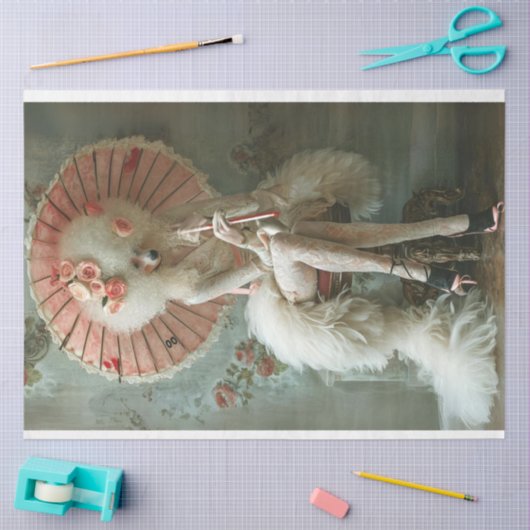  Franse standaard poedel roze decoupage Tissuepapier (Craft)