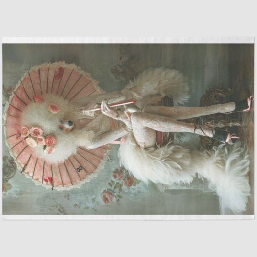  Franse standaard poedel roze decoupage Tissuepapier (Voorkant)