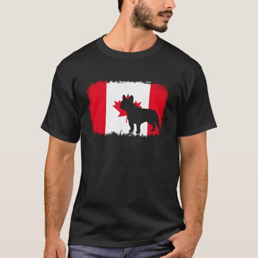 Franse stier hond Canada Canadese vlag franchies b T-shirt (Voorkant)
