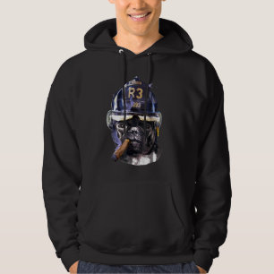franse stierenhond bij brandweerman helm cigar hoodie