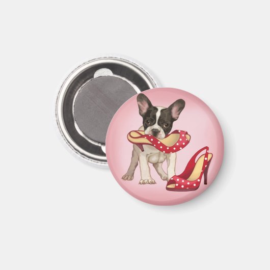 Franse stierenhond en polka-stift magneet (Voorkant / Achterkant)