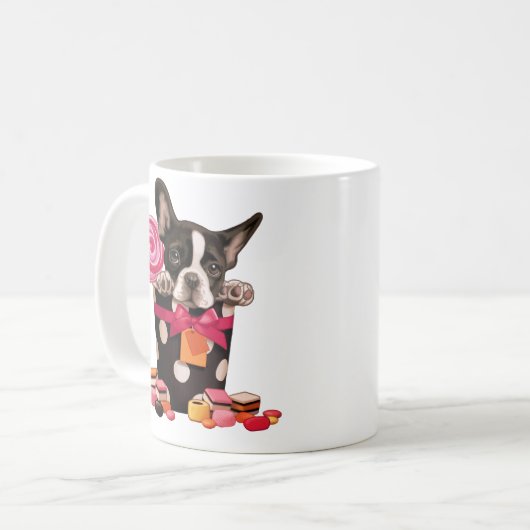 Franse stierenhond en Snoep Koffiemok (Voorkant links)