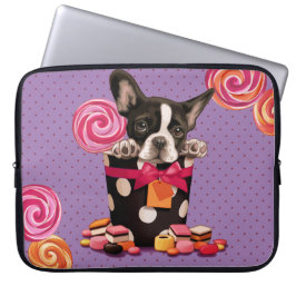 Franse stierenhond en Snoep Laptop Sleeve
