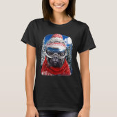 Franse stierenhond in Winter skki Draag T-shirt (Voorkant)