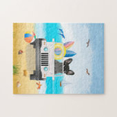 franse stierenhond Rijden op strand Legpuzzel (Horizontaal)