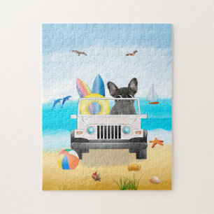 franse stierenhond Rijden op strand Legpuzzel