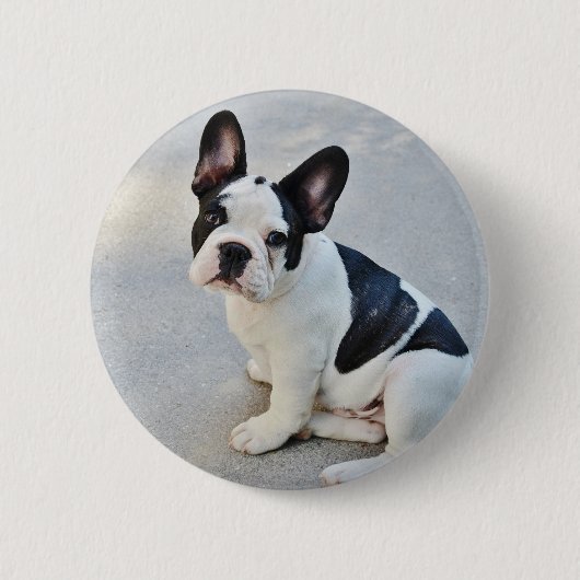 franse stierenhond ronde button 5,7 cm (Voorkant)