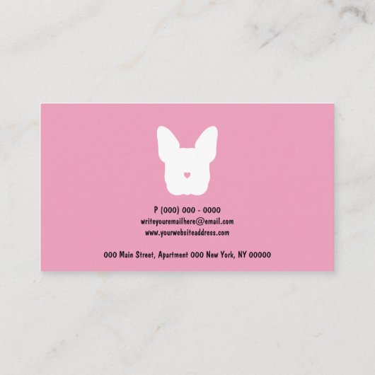 Franse stierenhond ziet een schattige aardevlieger visitekaartje (Achterkant)