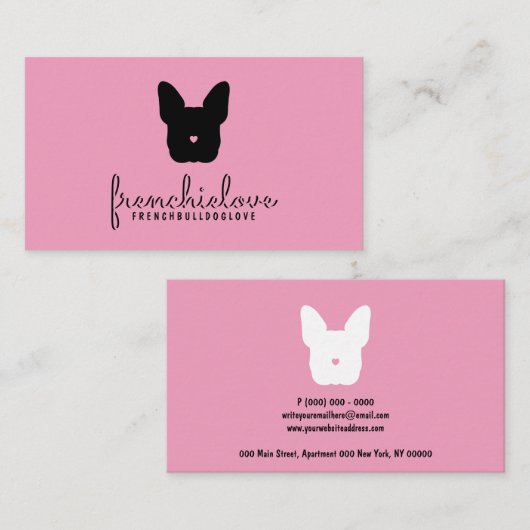 Franse stierenhond ziet een schattige aardevlieger visitekaartje (Voorkant / Achterkant)