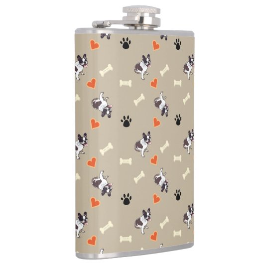 Franse stierenhonden-, honden- en poeppatronen heupfles (Rechts)