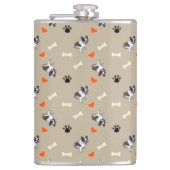 Franse stierenhonden-, honden- en poeppatronen heupfles (Voorkant)