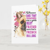 Franse stierenhonden zijn een meisje met de beste  kaart (Gele Bloem)