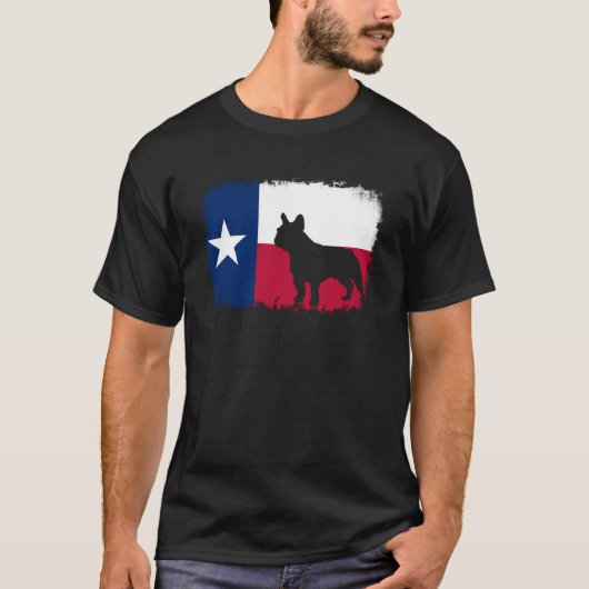 Franse stierhond Texas Texaanse vlag fransen bulld T-shirt (Voorkant)