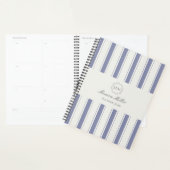 Franse stijl blauw gestreepte monogram Planner (Display)