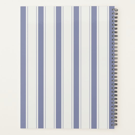 Franse stijl blauw gestreepte monogram Planner (Achterkant)
