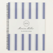 Franse stijl blauw gestreepte monogram Planner (Voorkant)