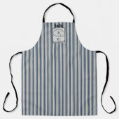 Franse stijl blauwe crème strepen marmelade label schort (Voorkant)