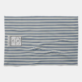 Franse stijl blauwe crème strepen marmelade label theedoek (Horizontaal)