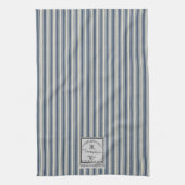 Franse stijl blauwe crème strepen marmelade label theedoek (Verticaal)