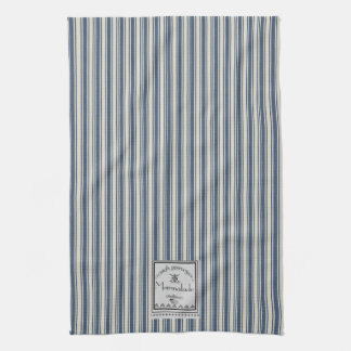 Franse stijl blauwe crème strepen marmelade label theedoek