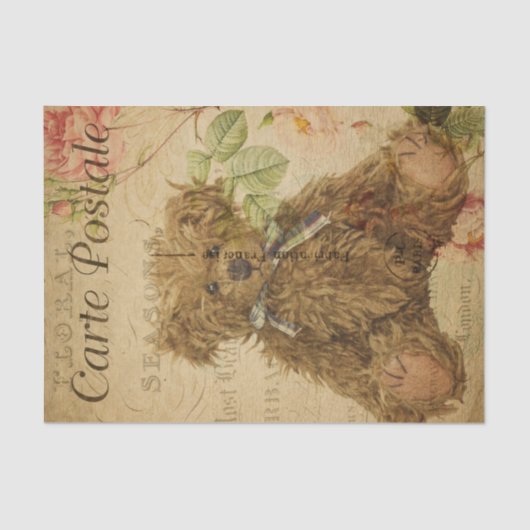 Franse stijl Carte Postale Teddy Bear Tissuepapier (Voorkant)