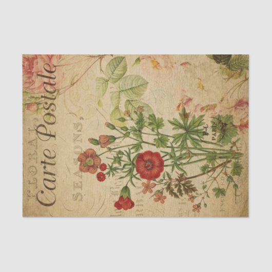 Franse stijl Carte Postale Wildbloemen Tissuepapier (Voorkant)